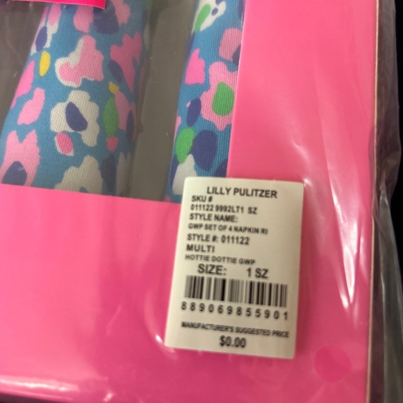 Lilly Pulitzer Hottie Dottie GWP Set of 4 Napkins With Napkin Rings NEW IN BOX - Picture 7 of 7